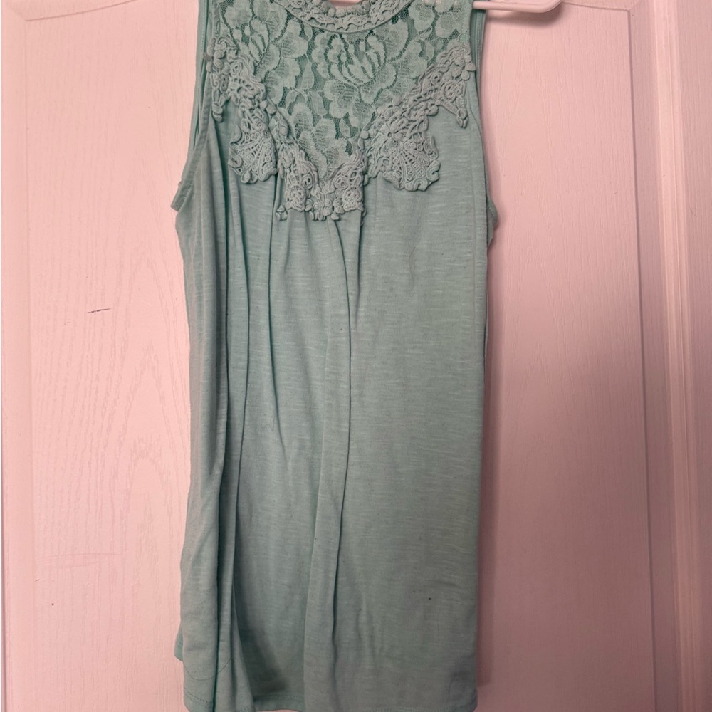 Wonder Nation Mint Green Women's Tank Top with Lace